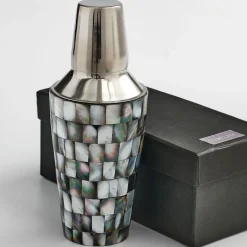 Abalon Stainless Steel and Mother of Pearl Cocktail Shaker