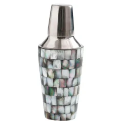 Abalon Stainless Steel and Mother of Pearl Cocktail Shaker