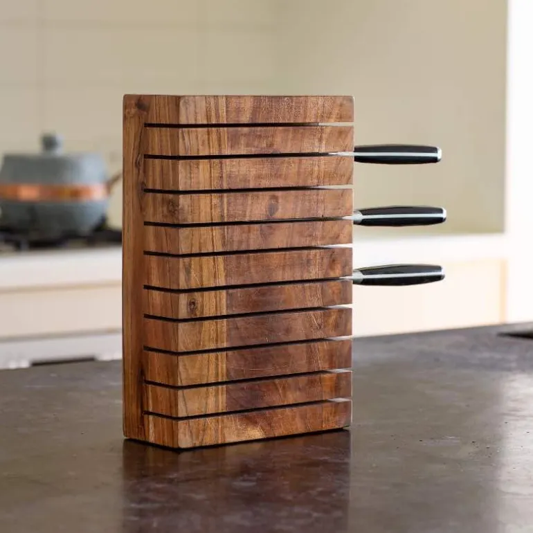 Acacia Wood Horizontal 10-Knife Block