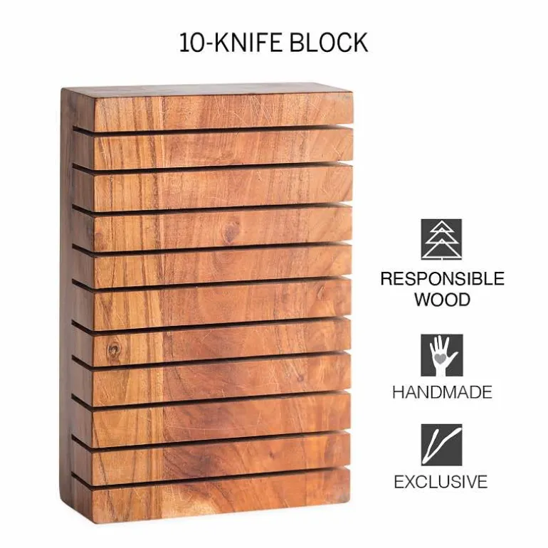 Acacia Wood Horizontal 10-Knife Block