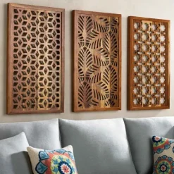 Acacia Wood Laser Cutout Wall Panel - Diamond