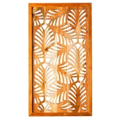 Acacia Wood Laser Cutout Wall Panel - Leaf