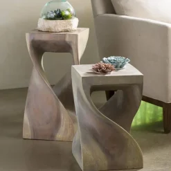 23" Agate Gray Twisty Stools, Set of 2