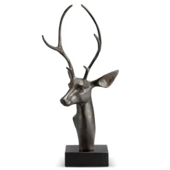 Aluminum and Marble Deer Bust Sculpture