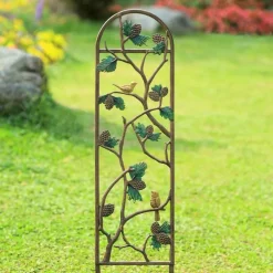 Aluminum Bird and Pinecone Trellis