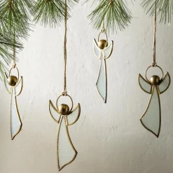 Antique Brass and Glass Angel Ornament