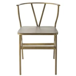 Antique Brass Wishbone Accent Chair
