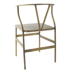 Antique Brass Wishbone Accent Chair