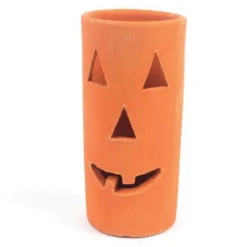 Artisan-Made Clay Halloween Jack-O-Lantern Tall Luminaries, Set of 6