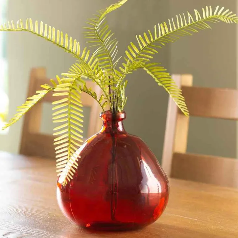Askew Recycled Glass Balloon Vase, 9" - Red