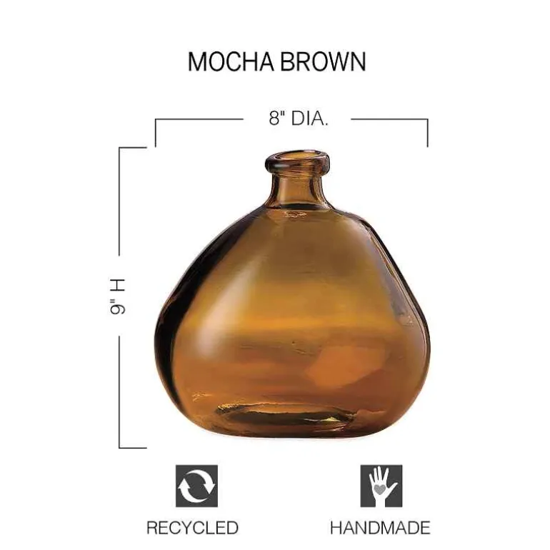 Askew Recycled Glass Balloon Vase, 9" - Mocha