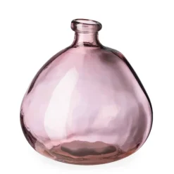 Askew Recycled Glass Balloon Vase, 9" - Pink