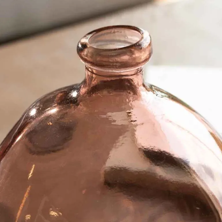 Askew Recycled Glass Balloon Vase, 9" - Pink