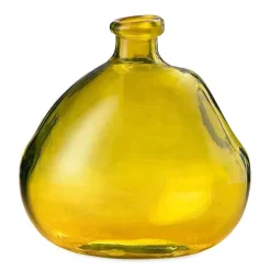 Askew Recycled Glass Balloon Vase, 9" - Citron Green