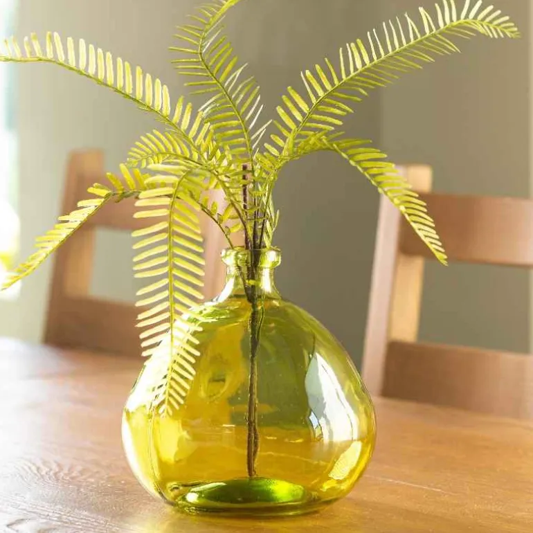 Askew Recycled Glass Balloon Vase, 9" - Citron Green
