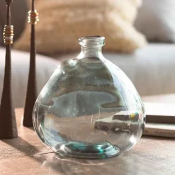 Askew Recycled Glass Balloon Vase, 9" - Gray