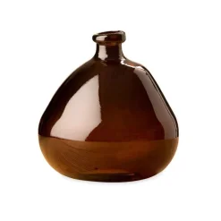 Askew Recycled Glass Balloon Vase, 9" - Chocolate