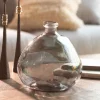 Askew Recycled Glass Balloon Vase, 9" - Smokey Blue