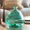 Askew Recycled Glass Balloon Vase, 9" - Aqua