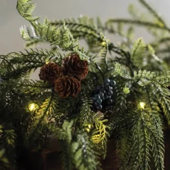 Battery Operated LED In/Out Norfolk Wreath