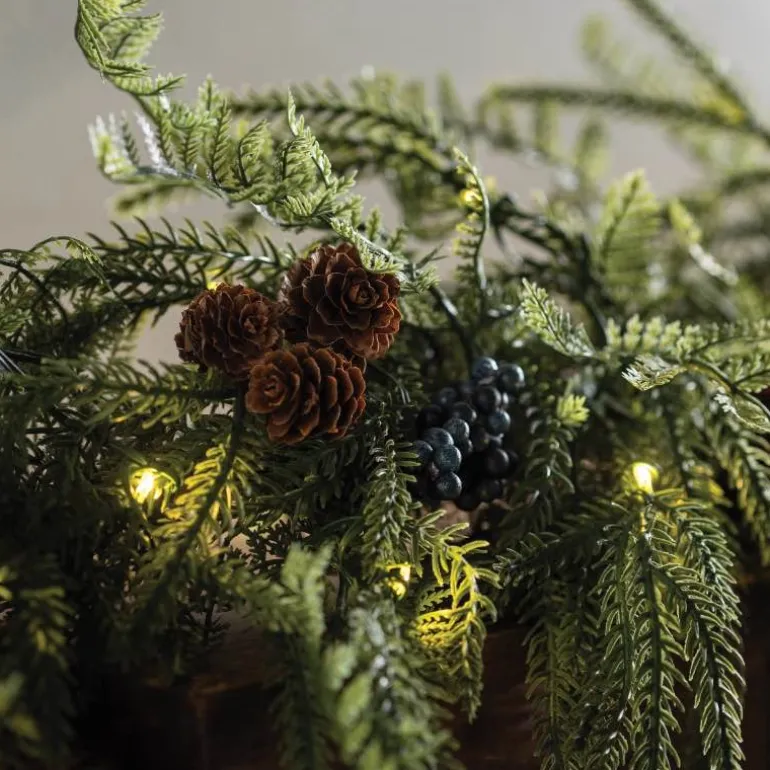 Battery Operated LED In/Out Norfolk Wreath