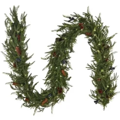 Battery-Operated Norfolk Pine Garland with LED Lights