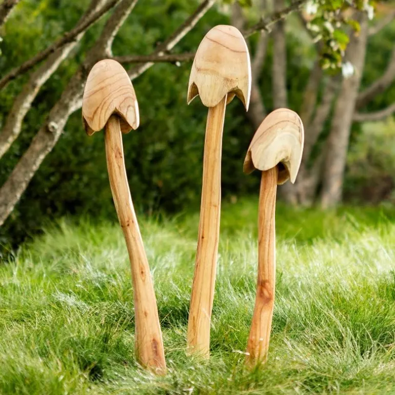 Bell Mushroom Garden Stakes, Set of 3