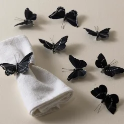 Black Feather Butterflies, Set of 8