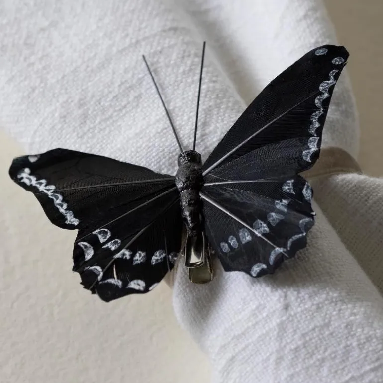 Black Feather Butterflies, Set of 8