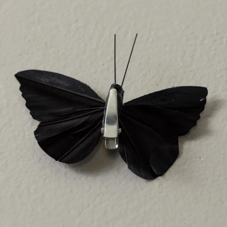 Black Feather Butterflies, Set of 8