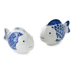 Blue Floating Ceramic Fish, Set of 2
