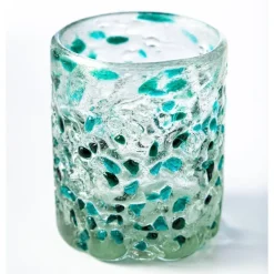 Blue Frost Confetti Recycled Tumbler Glasses, Set of 4