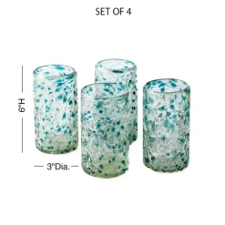 Blue Frost Confetti Recycled Pint Glasses, Set of 4