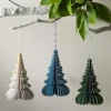 Blue Hand-Cut Honeycomb Paper Tree Ornament, 6"H