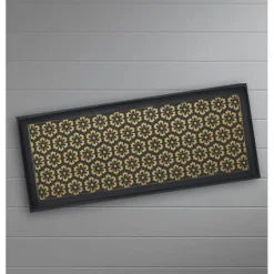 Brass-Brushed Flower Rubber Boot Tray