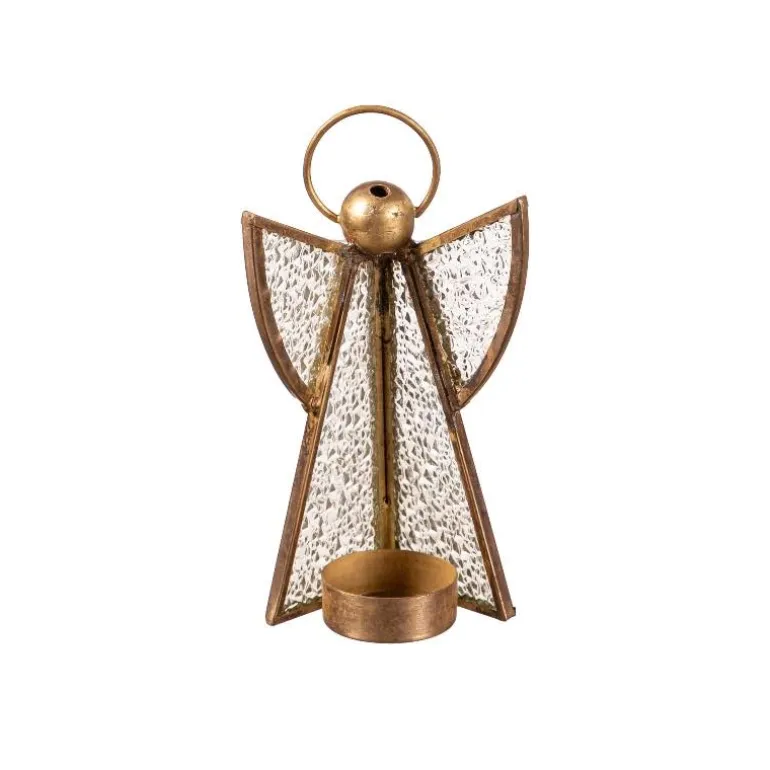 Brass Glass Angel Votive Holders, Set of 3