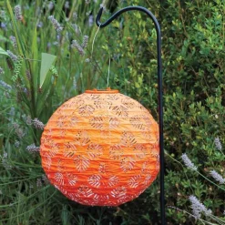 Brights Geo Palm Solar Lantern, 12"Dia. - Clementine