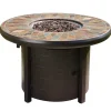 Brown Metal Mosaic Tile Gas Fire Pit Table