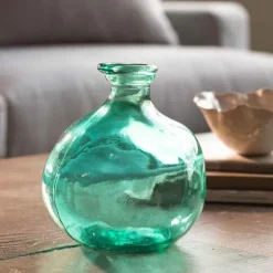 Bubble Recycled Glass Balloon Vase, 7"H - Aqua