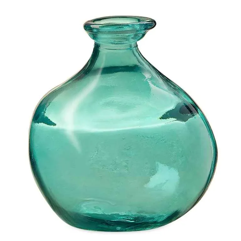 Bubble Recycled Glass Balloon Vase, 7"H - Aqua