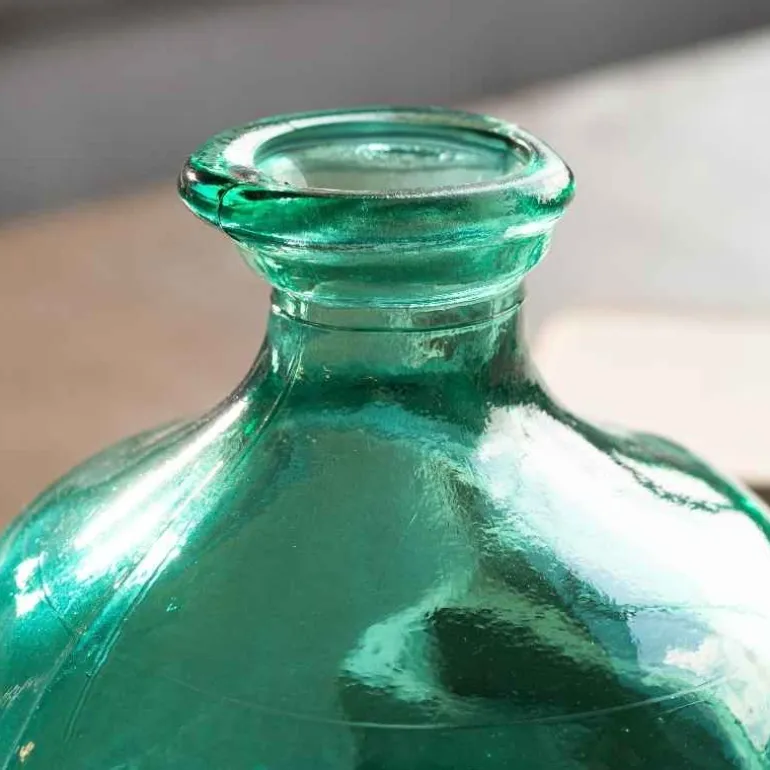Bubble Recycled Glass Balloon Vase, 7"H - Aqua