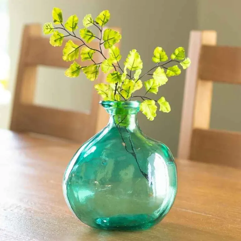 Bubble Recycled Glass Balloon Vase, 7"H - Aqua