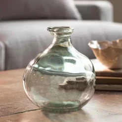 Bubble Recycled Glass Balloon Vase, 7"H - Smokey Blue