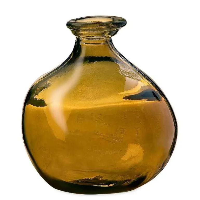 Bubble Recycled Glass Balloon Vase, 7"H - Mocha