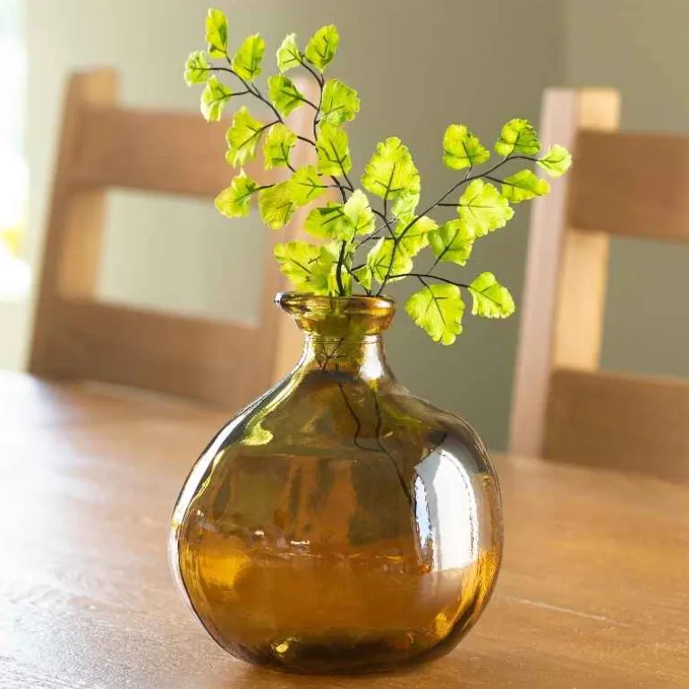 Bubble Recycled Glass Balloon Vase, 7"H - Mocha