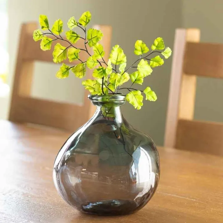 Bubble Recycled Glass Balloon Vase, 7"H - Gray
