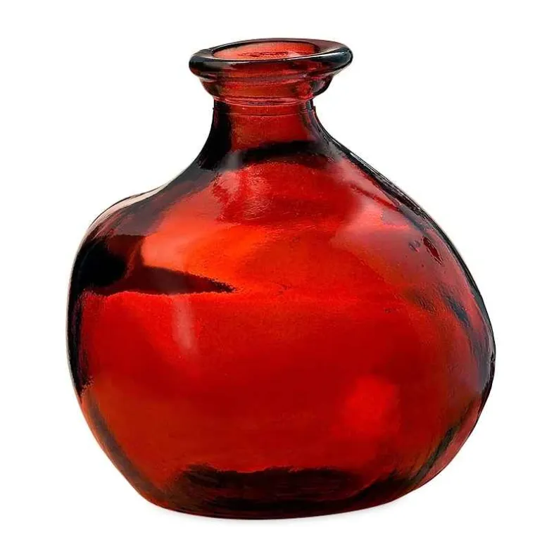 Bubble Recycled Glass Balloon Vase, 7"H - Red