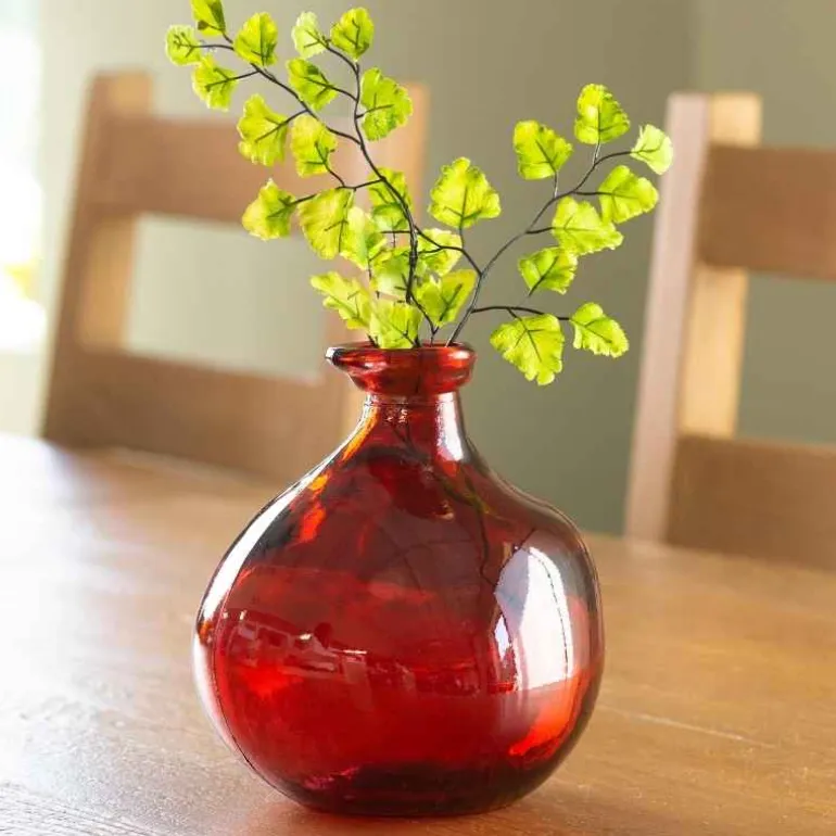 Bubble Recycled Glass Balloon Vase, 7"H - Red