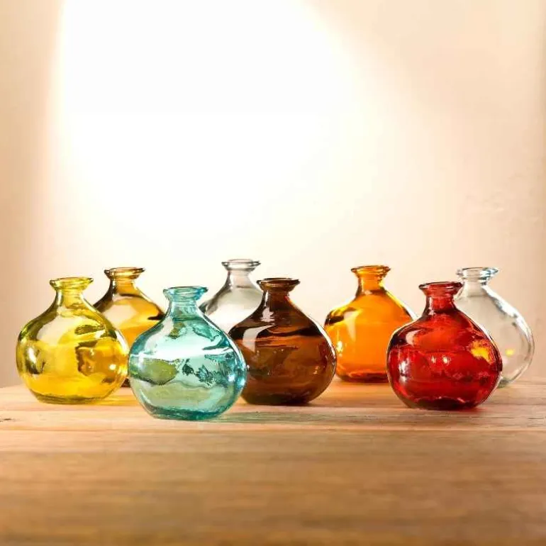 Bubble Recycled Glass Balloon Vase, 7"H - Red