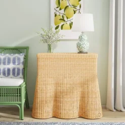 Capris Rattan Scalloped Edge Console Table
